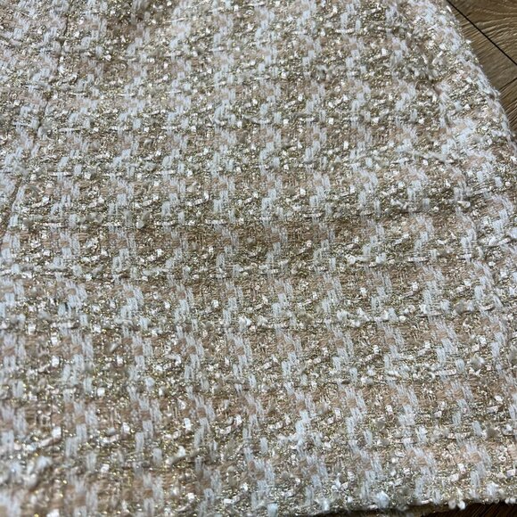 Express Shorts Women's 2 Tweed High Waist Metallic Gold Cream Disco Shimmer - Picture 5 of 10